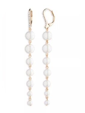 Lauren Ralph Lauren Pavé & Imitation Pearl Linear Drop Earrings in Gold Tone